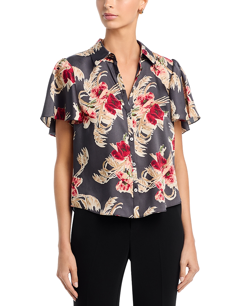 Cinq a Sept Fiona Wilted Poppy Flutter Sleeve Top