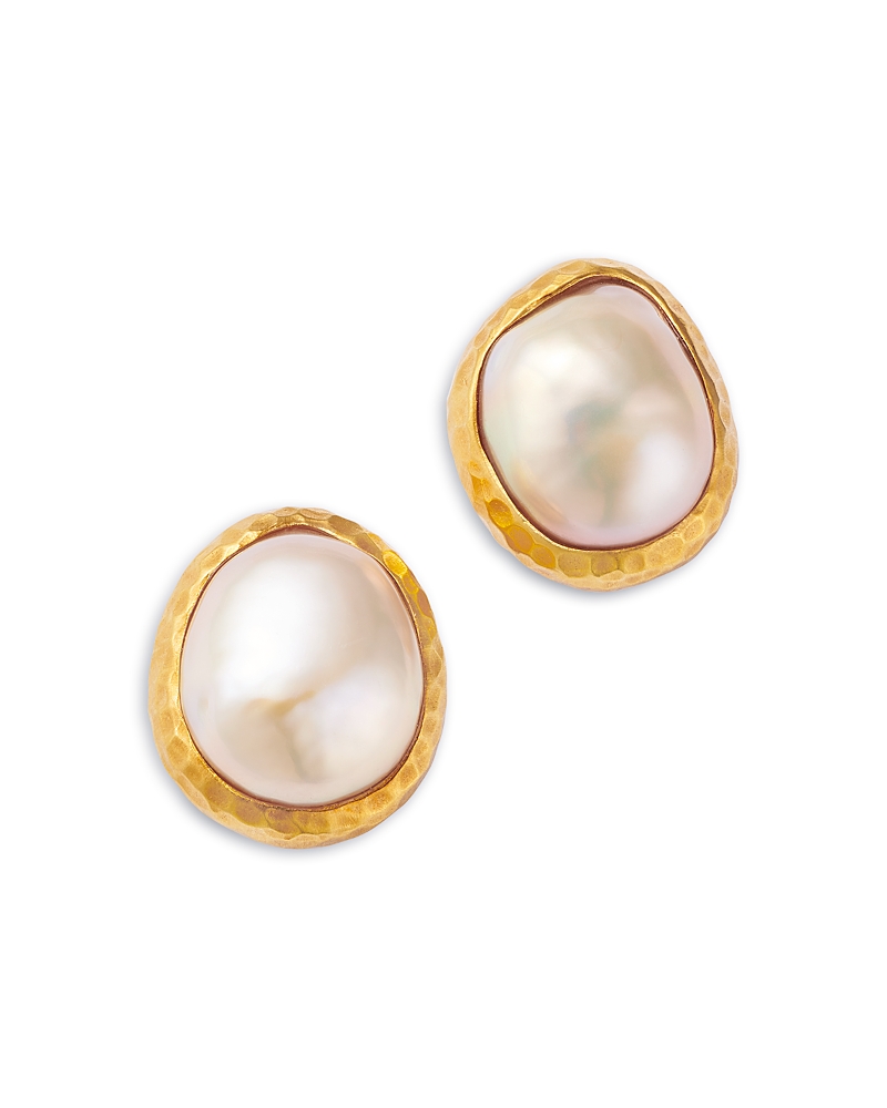 Jorge Adeler 18K Yellow Gold Sea Cultured Ikecho Pearl Stud Earrings