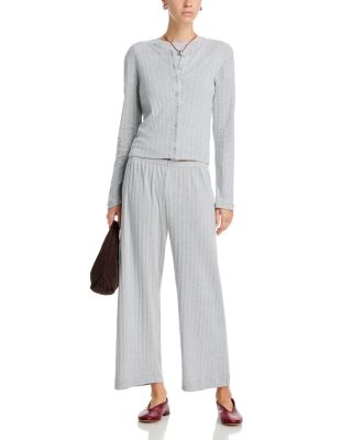 Pointelle Cropped Cardigan, Pointelle Tee & Pointelle Cropped Wide Leg Pants