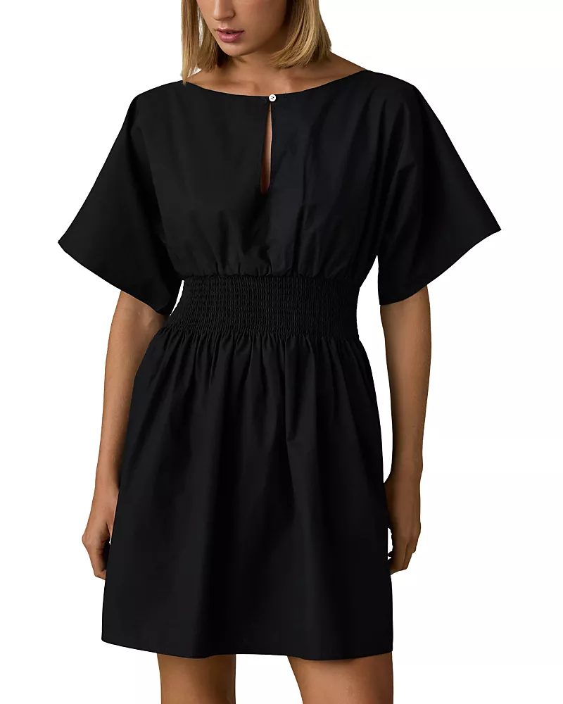 Faherty Coastal Poplin Elia Mini Smocked Dress