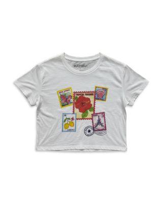 KatieJnyc Girls' Fearless Cropped Cotton Tee - Big Kid
