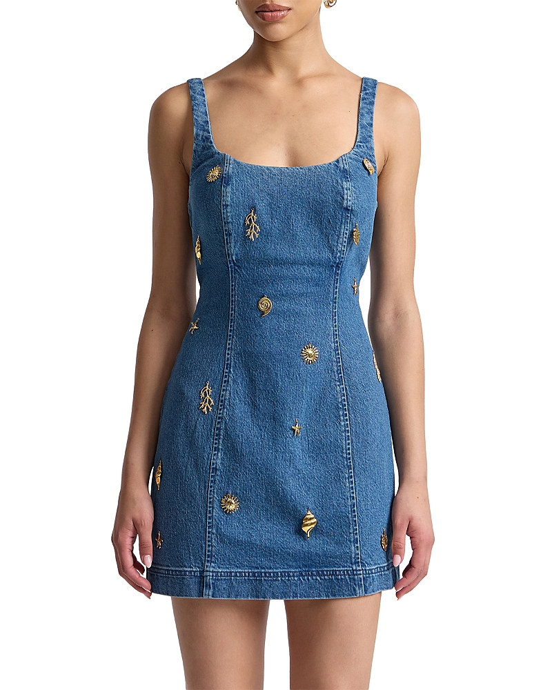 Avec Les Filles Embellished Denim Mini Dress