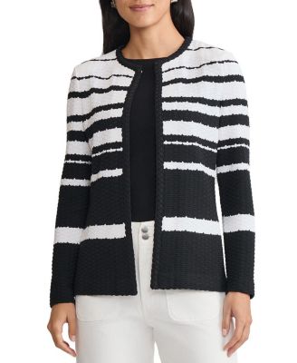  Braided Trim Basket Weave Knit Jacket