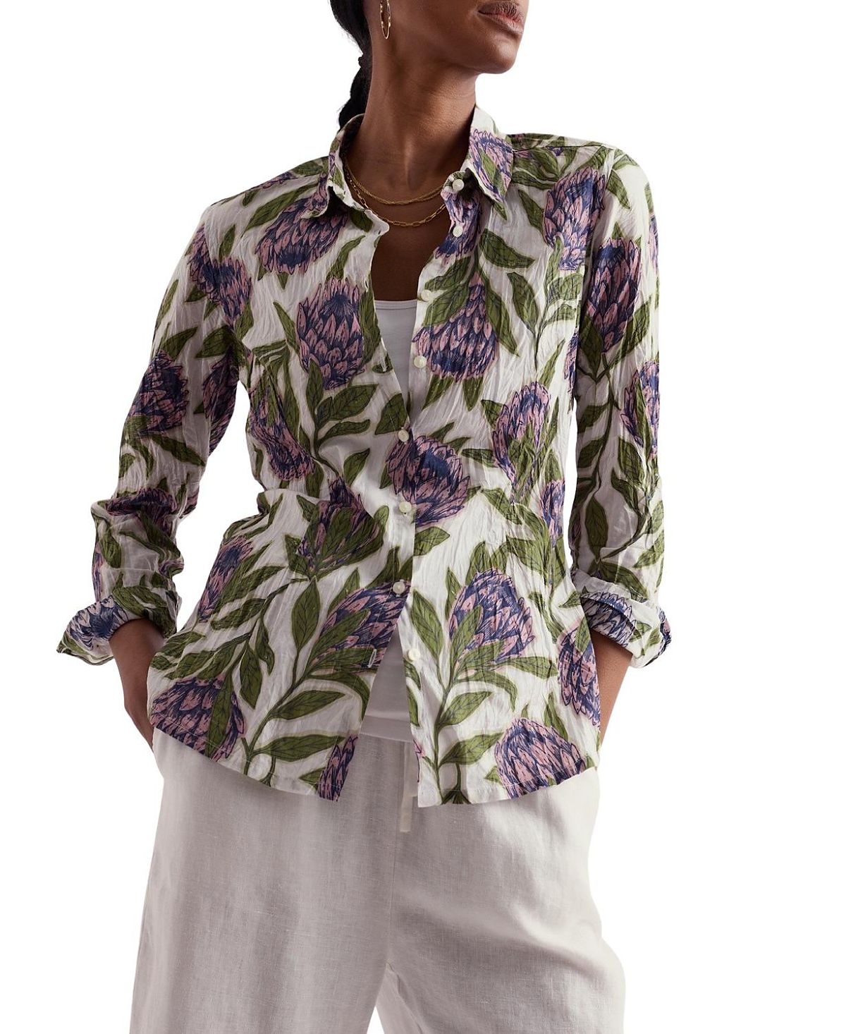 Seasalt Cornwall Larissa Crinkled Cotton 3/4 Sleeve Shirt