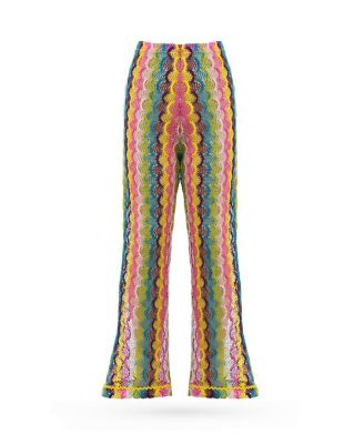 Girls' Crochet Knit Flare Pants with Wavy Pattern Beach Trousers - Little Kid, Big Kid