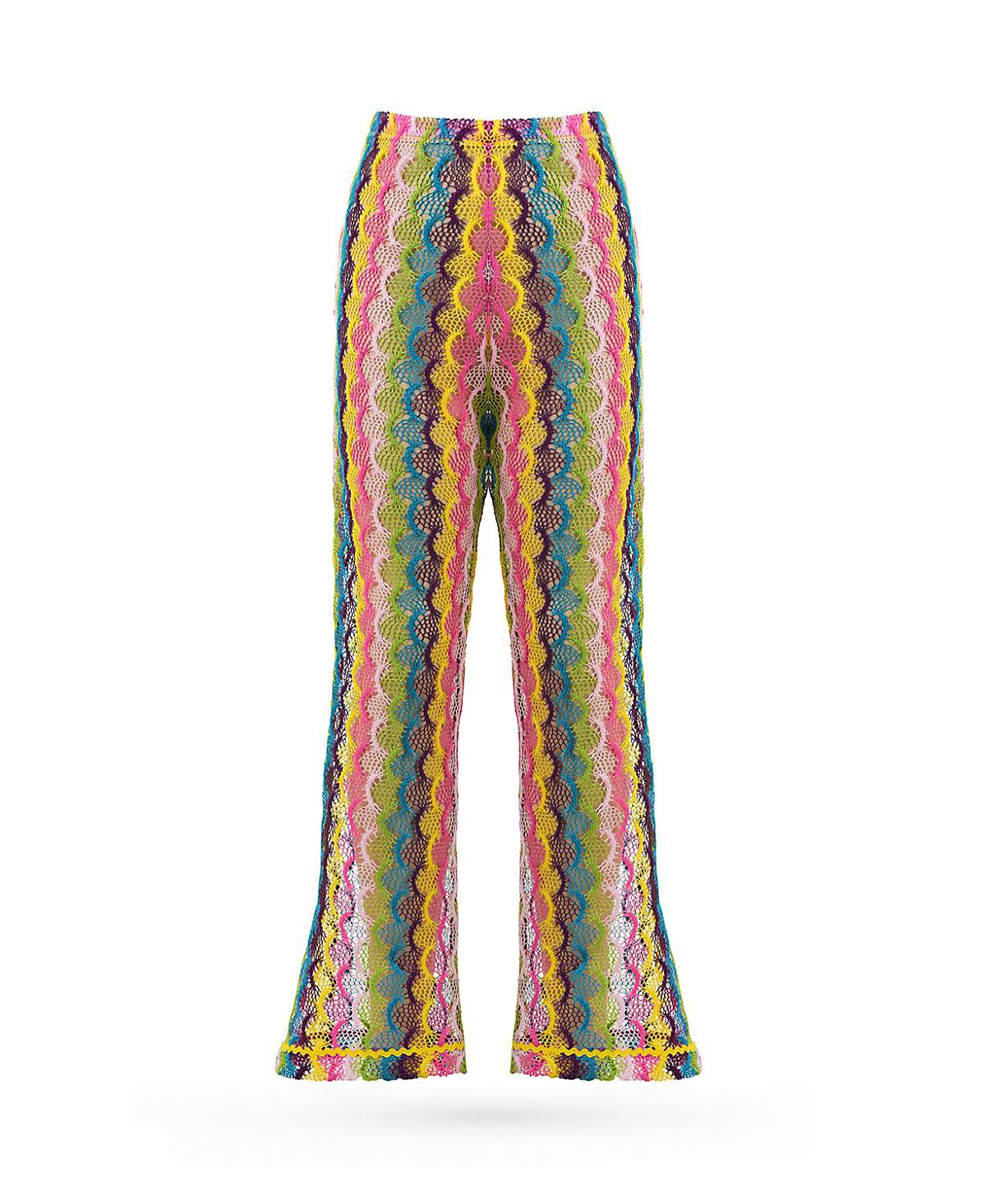 Nessi Byrd Girls' Crochet Knit Flare Pants with Wavy Pattern Beach Trousers - Little Kid, Big Kid