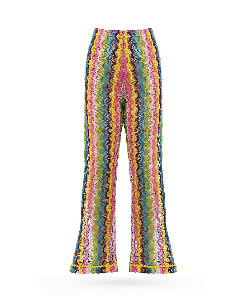 Nessi Byrd Girls' Crochet Knit Flare Pants with Wavy Pattern Beach Trousers - Little Kid, Big Kid