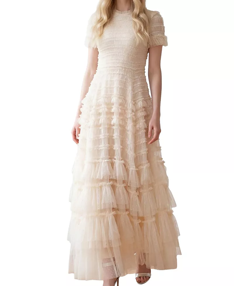 Needle & Thread Valentine Ruffle Maxi Gown