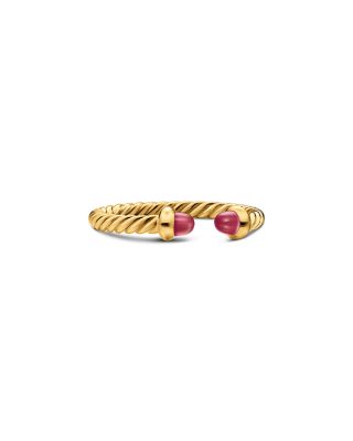 Micro Cablespira Flex Open Ring in 18K Yellow Gold with Blue Sapphires, 2.5mm