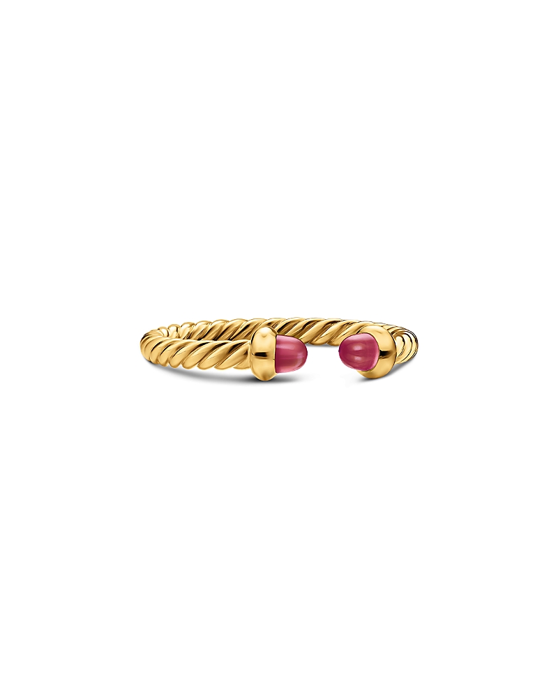 Micro Cablespira Flex Open Ring in 18K Yellow Gold with Blue Sapphires, 2.5mm