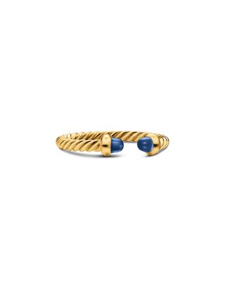 Micro Cablespira&reg; Flex Open Ring in 18K Yellow Gold with Gemstones, 2.5mm