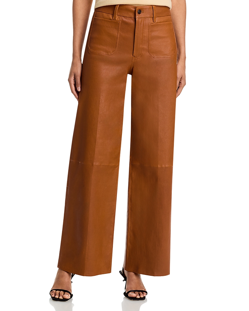 Frame The Leather Slim Palazzo Modernist Pocket Jeans in Camel