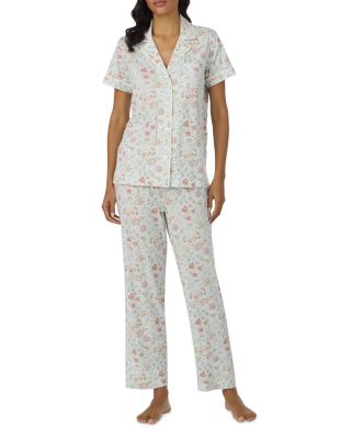 Short Sleeve Classic Knits Notch Collar Ankle Pants Pajama Set - Exclusive