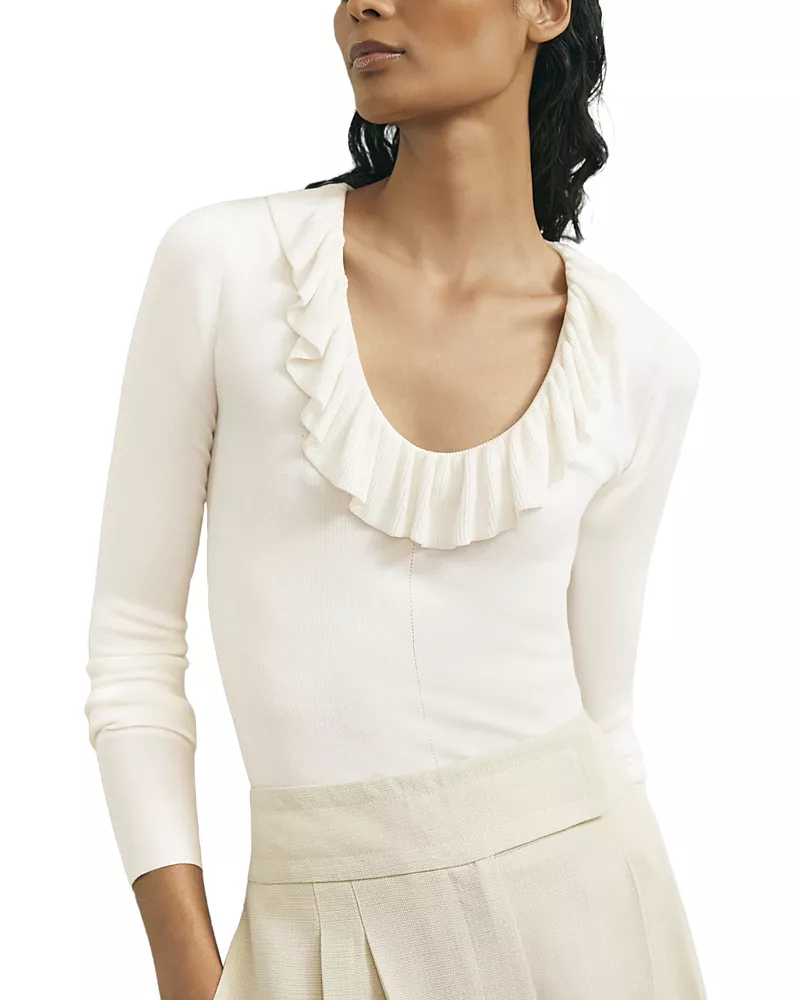 Reiss Rosie Ruffled Neck Top