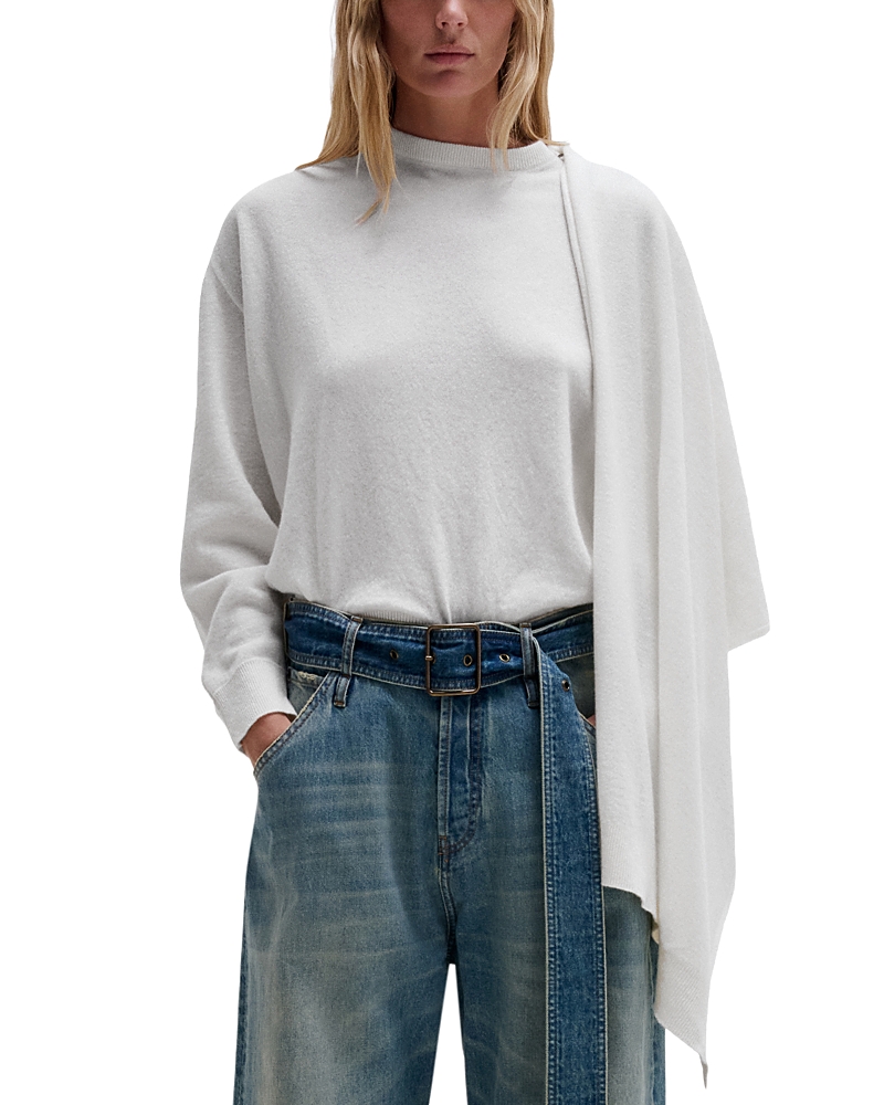 Darkpark Addison Wool Cashmere Knit Scarf Top In White