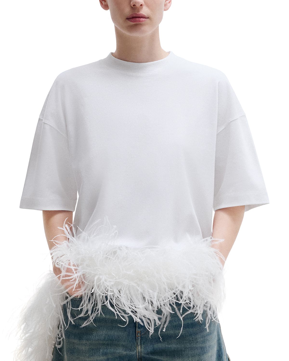 Darkpark Short Sleeve Feather Trim Tee