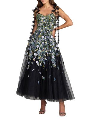 Floral Embroidered Sweetheart Neck A-Line Dress