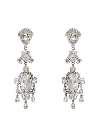 Brass and Crystal Pendant Earrings