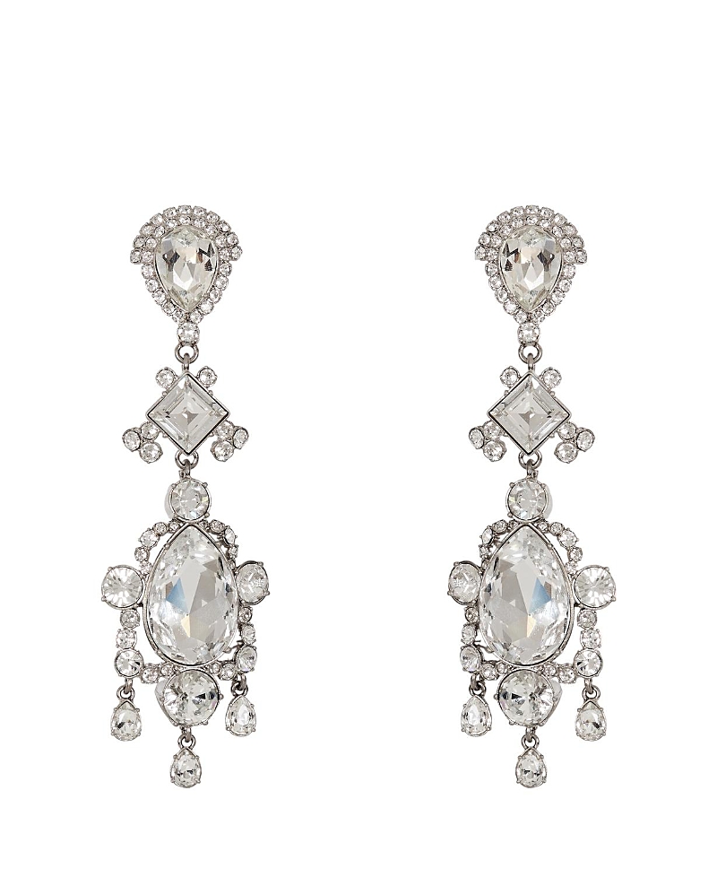 Balmain Brass and Crystal Pendant Earrings