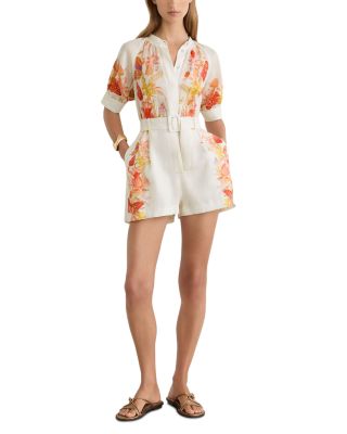 Lucia Shirred Detail Print Playsuit