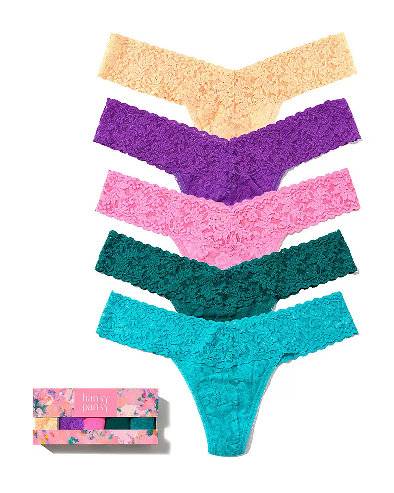 Hanky Panky Signature Lace Low Rise Thongs, Set of 5