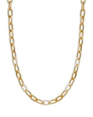 DY Madison&reg; Chain Necklace in 18K Yellow Gold with Diamonds, 8.5mm
