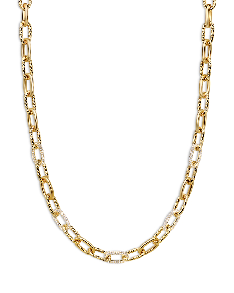 Dy Madison Chain Necklace in 18K Yellow Gold with Diamonds, 8.5mm