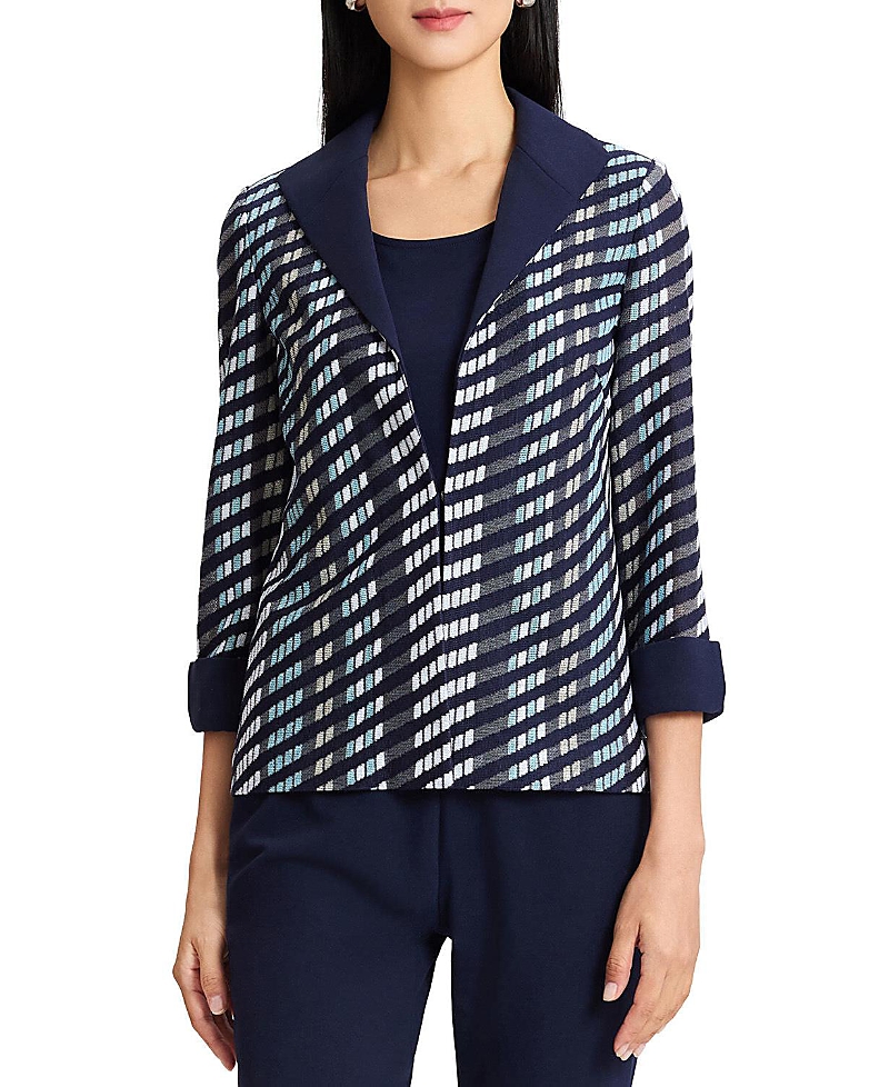 Ming Wang Mixed-Media Wing Collar Jacket