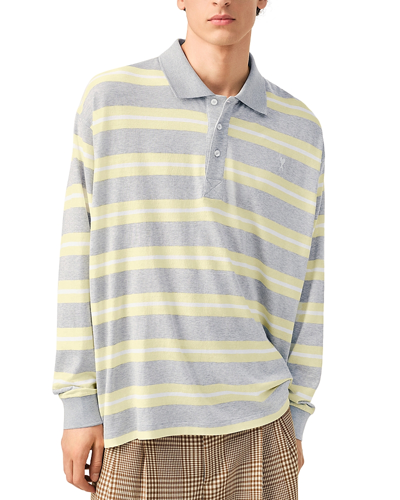 Ami Stripe Embroidered Tennis Polo Shirt