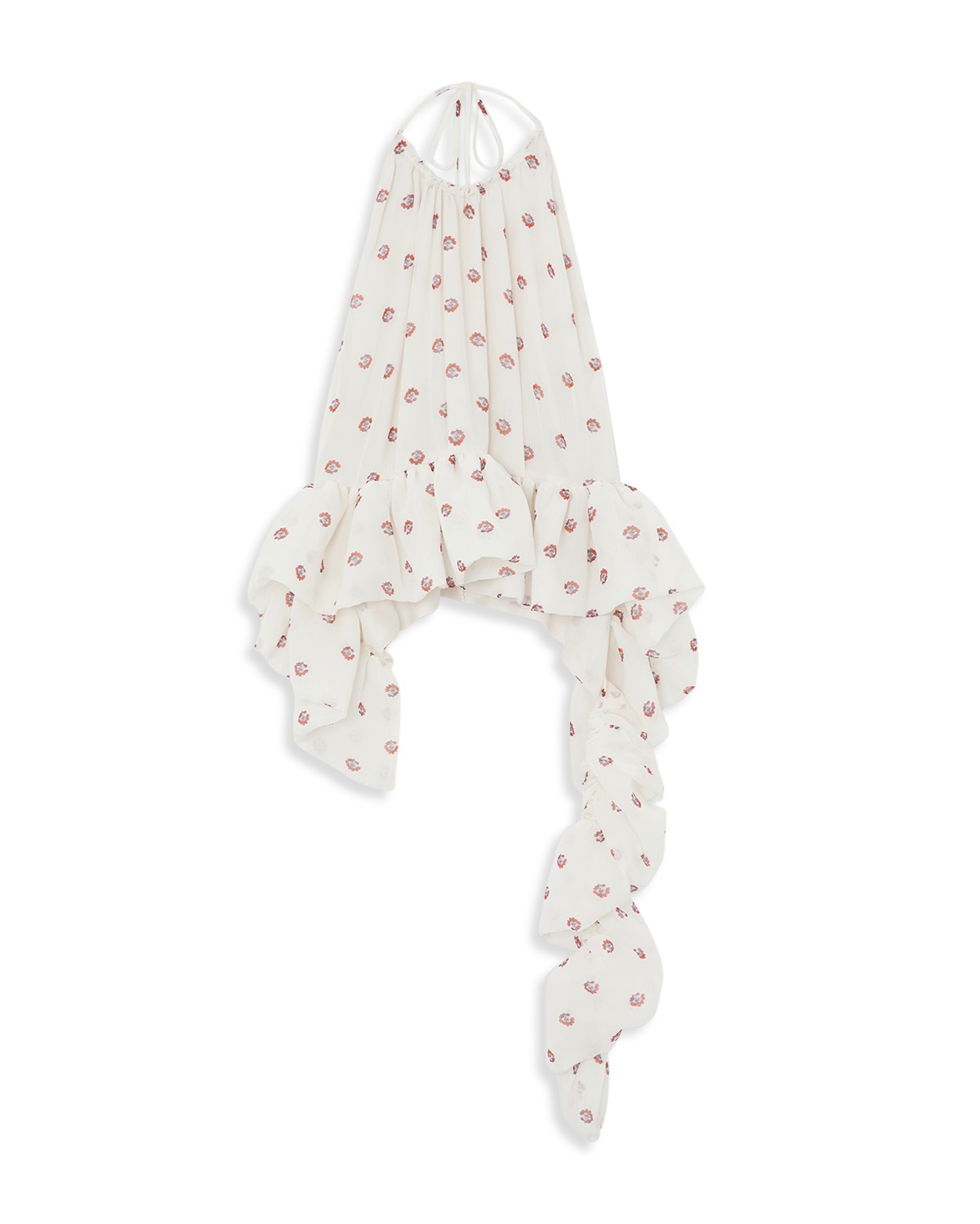 Liberowe Tamara Silk Halter Peplum Top in Ivory Print