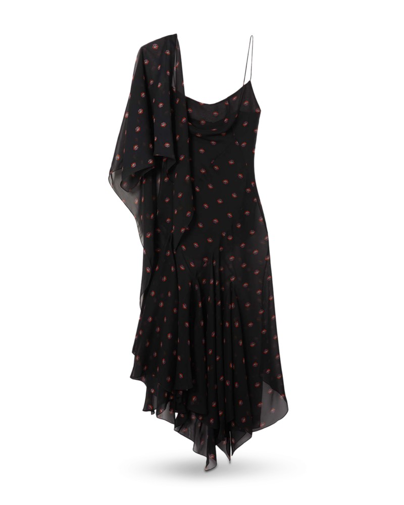 Liberowe Aubrey Silk Midi Dress in Black Print