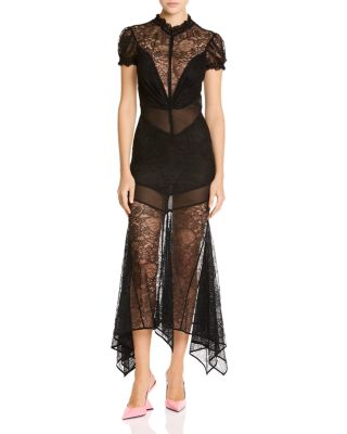 Lace High Neck Open Back Midi Dress