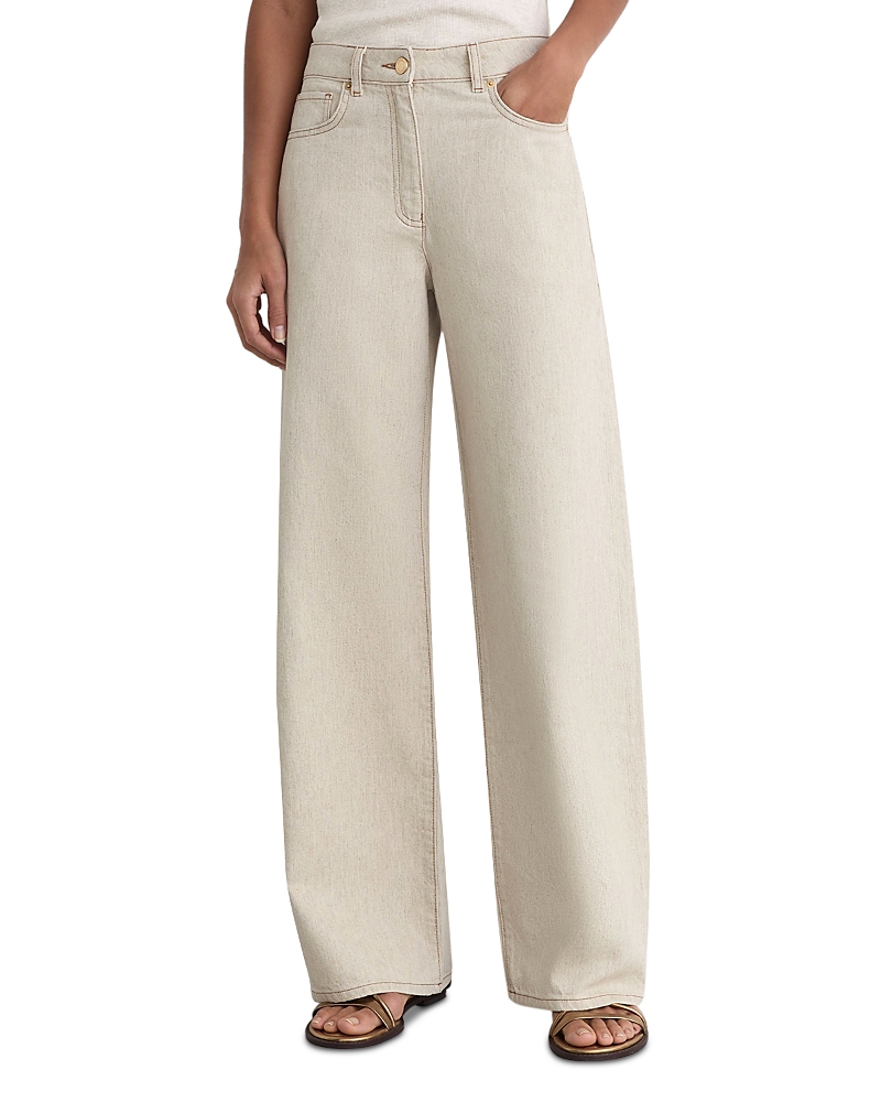 Reiss Febe High Rise Wide Jeans in Cream