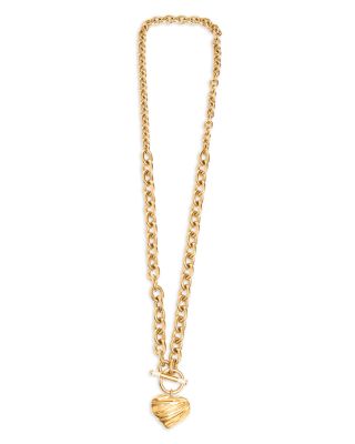Pleated Heart Necklace, 33"
