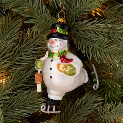 Ice Skating Snowman Ornament