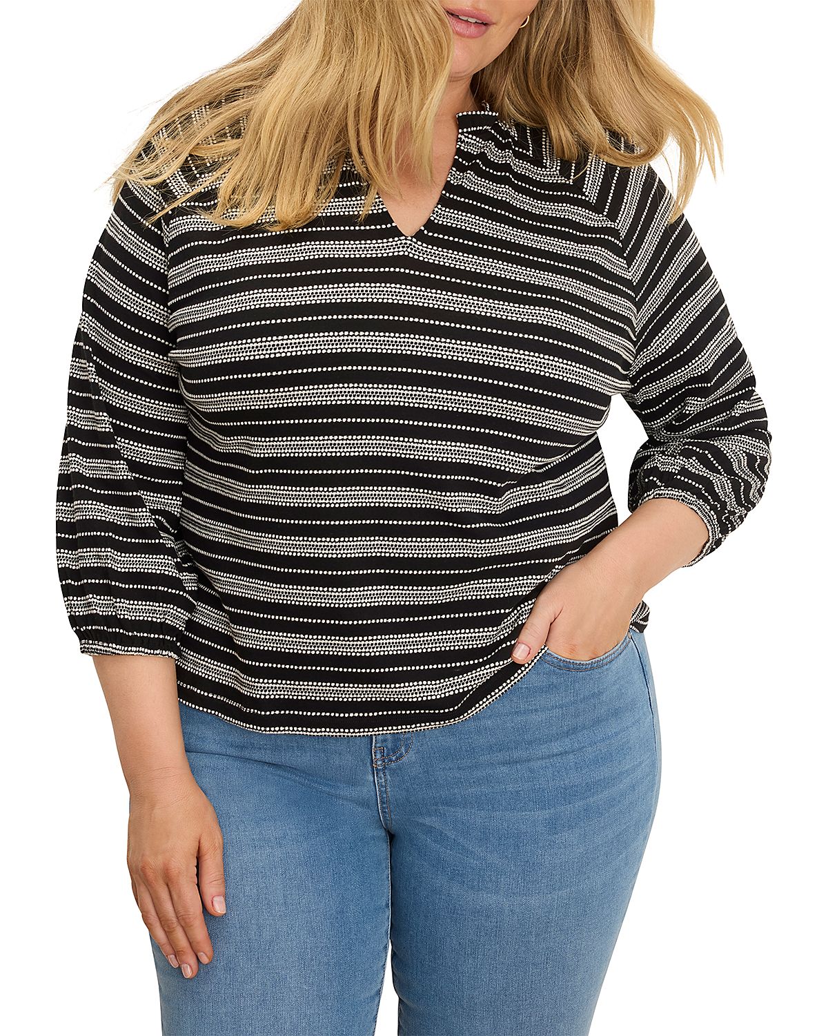 Nic+Zoe Plus Dashing Stripe Knit Top