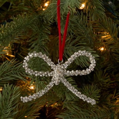 Silver Bedazzled Bow Ornament