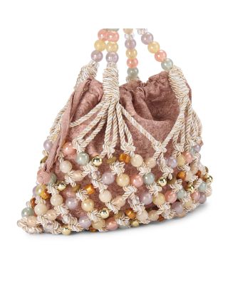 KURT GEIGER LONDON Mini Beaded Macrame Rope Bucket Bag