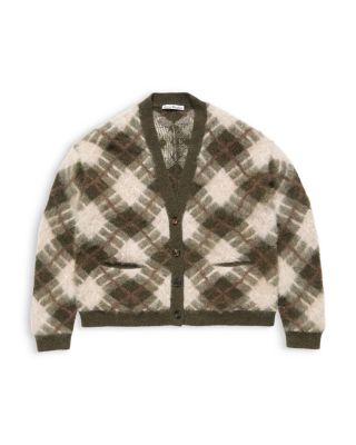 Mohair Wool Blend Argyle Cardigan