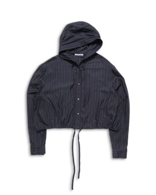 Wool Hooded Button Front Top