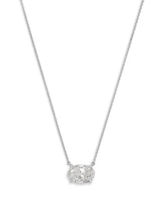 Luxe Collection Certified Lab Grown Diamond Oval Solitaire Pendant Necklace in 18K White Gold, 3.0 tcw