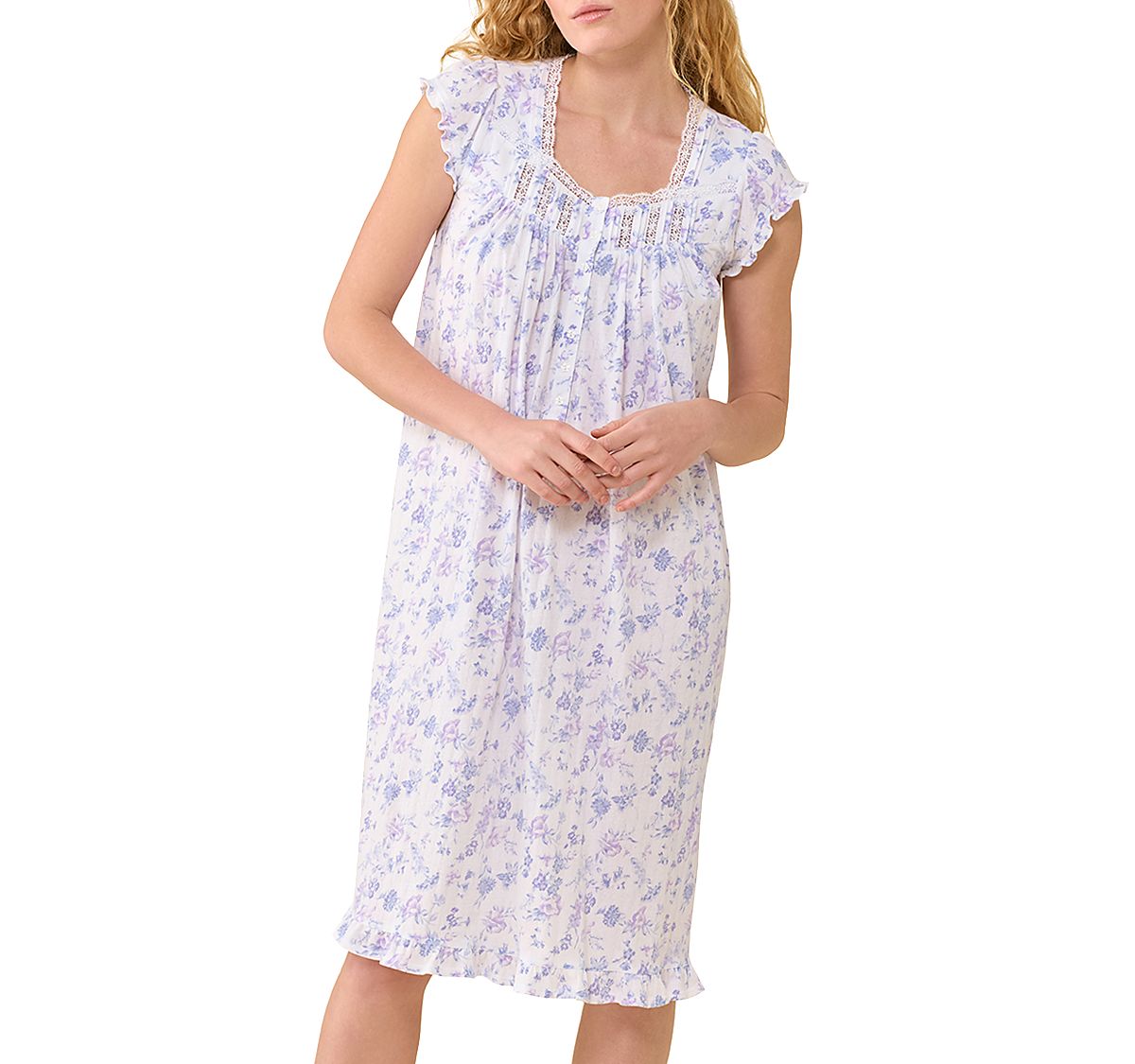 Eileen West Cap Sleeve Cotton Pointelle Waltz Nightgown