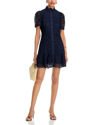 Geo Lace Short Sleeve Mini Dress - Exclusive - thumbnail 2
