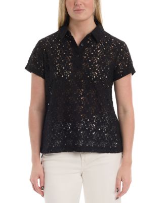 Short Sleeve Lace Polo Top