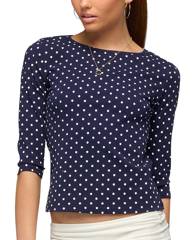 Edikted Lela Polka Dot Quarter Sleeve Top