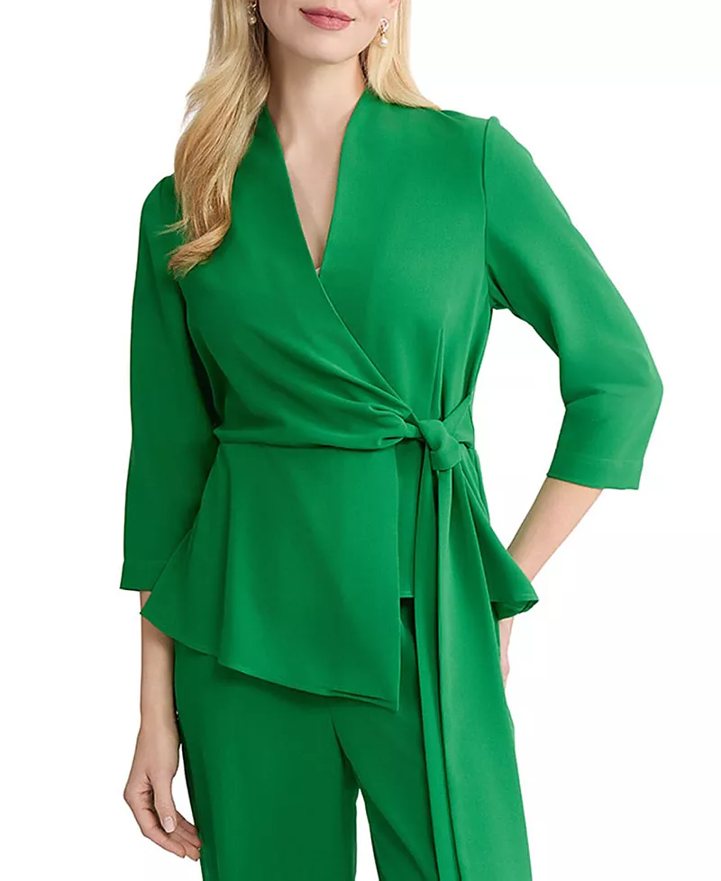 Misook Crepe De Chine Wrap Blouse