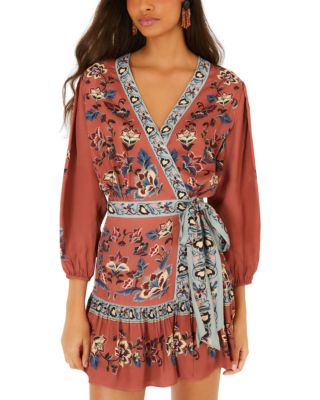 Tapestry Wrap Mini Dress