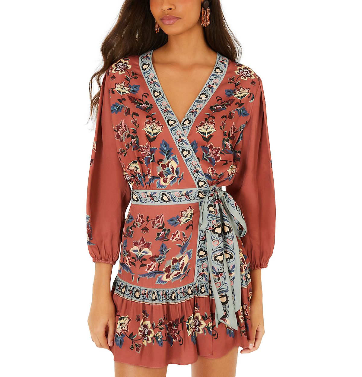 Farm Rio Tapestry Wrap Mini Dress