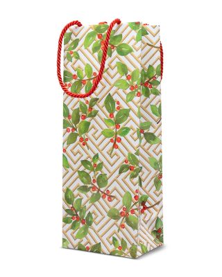Holly and Fretwork Wine Gift Bag