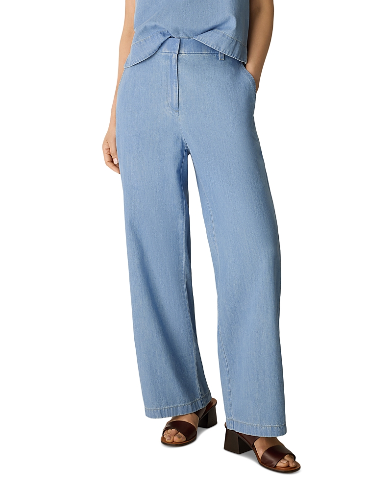 Eileen Fisher Petites Lightweight Cotton High Waist Wide Leg Trousers